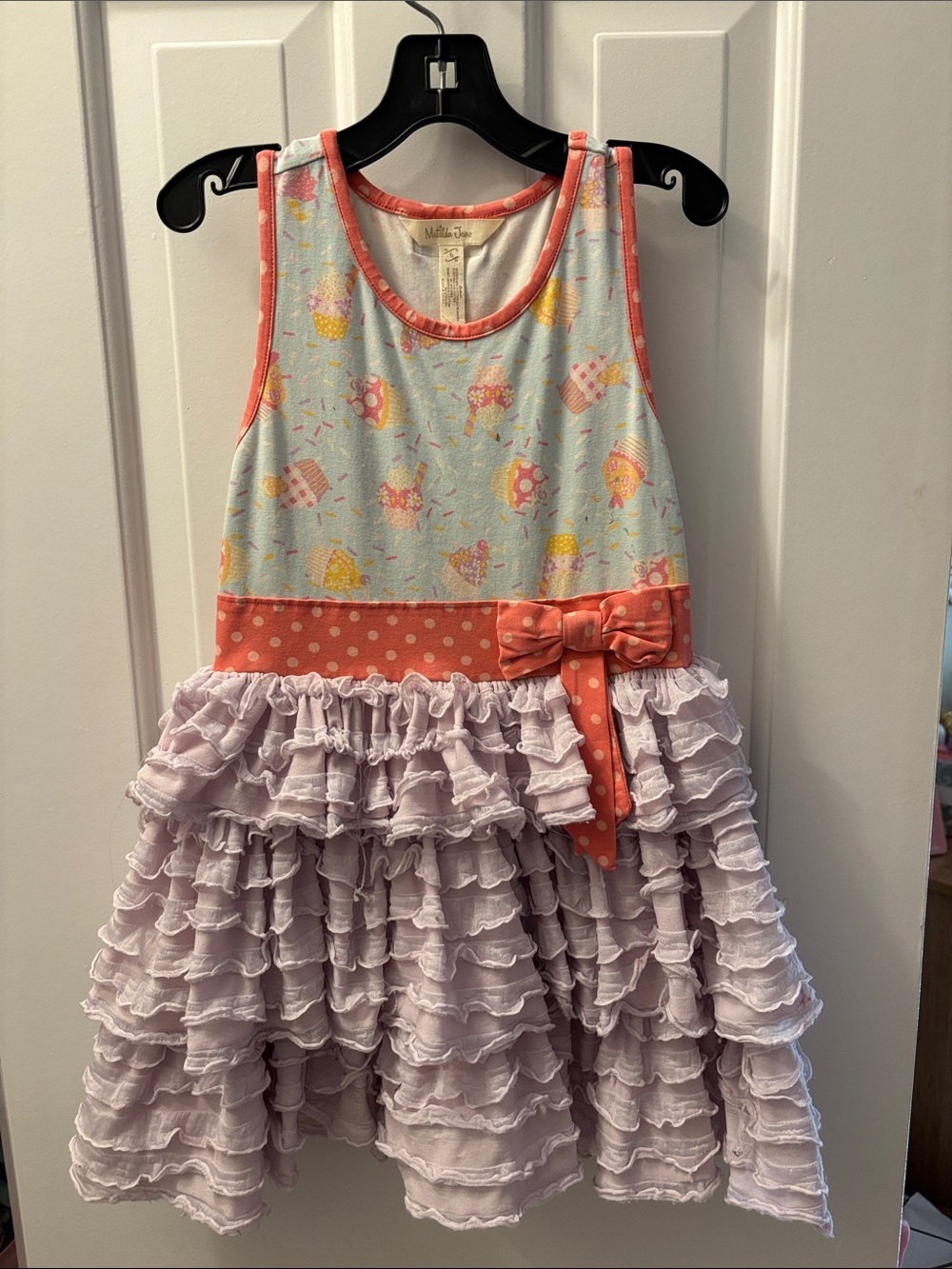 Matilda Jane Cupcake Print dress - Coral Trim & Pastel Multicolor 6